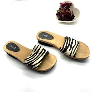 Esprit Vintage 1980 zebra chunky wood slides 9.5 Boho